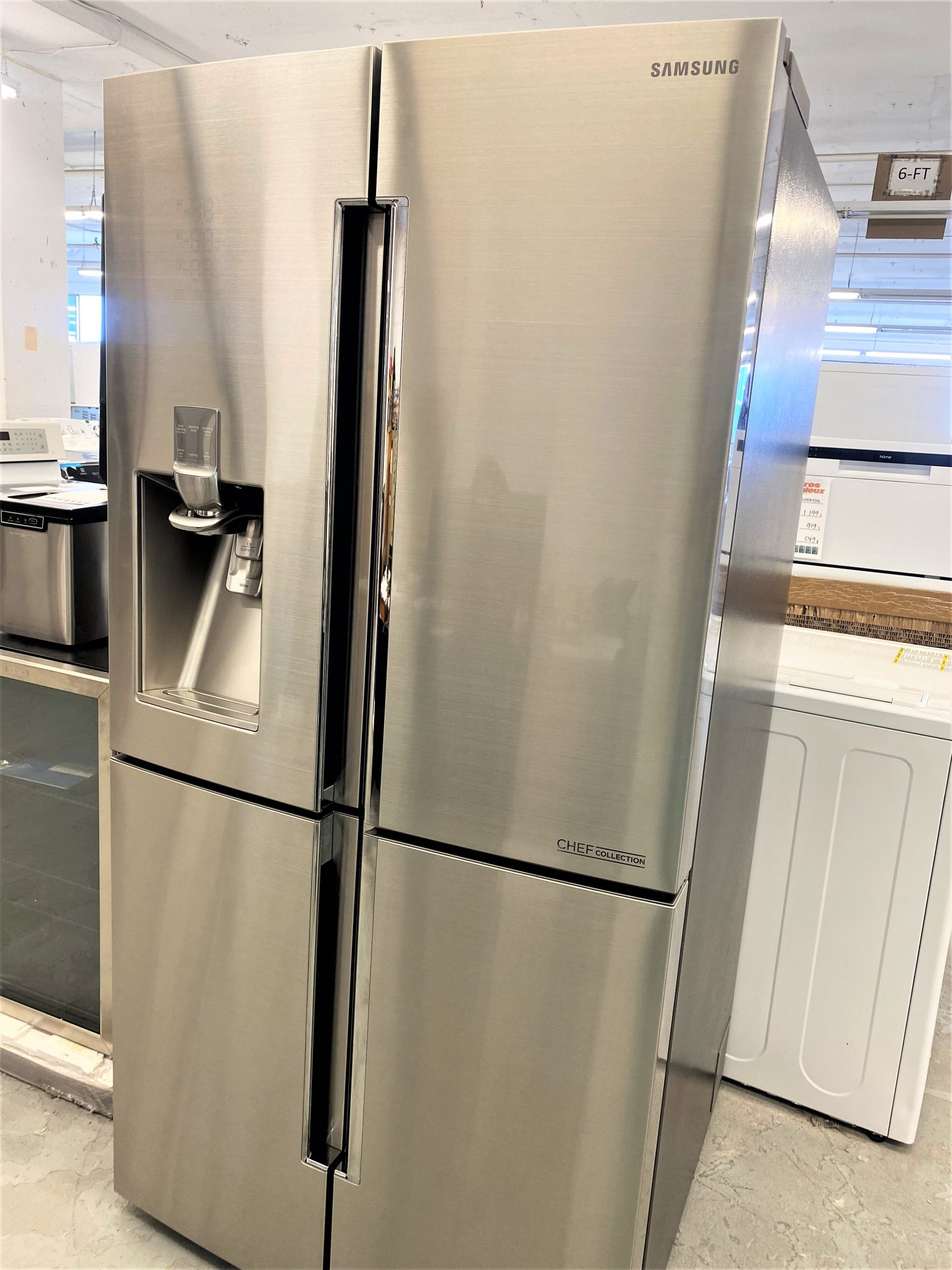 592- NEUF – NEW 36″ frigo SAMSUNG Sparkling Water CHEF COLLECTION