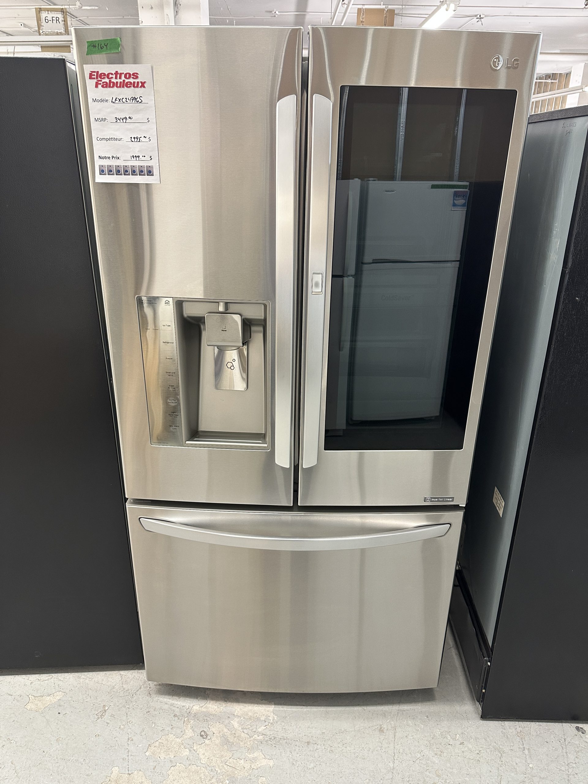 164- Refrigerateur LG Instaview 36'' inox Refrigerator Fridge