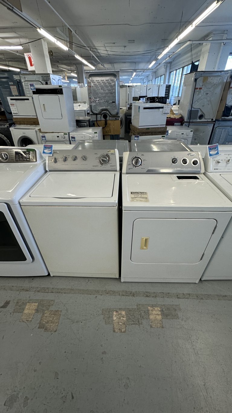 130 Laveuse Sécheuse blanc Whirlpool top load white washer dryer